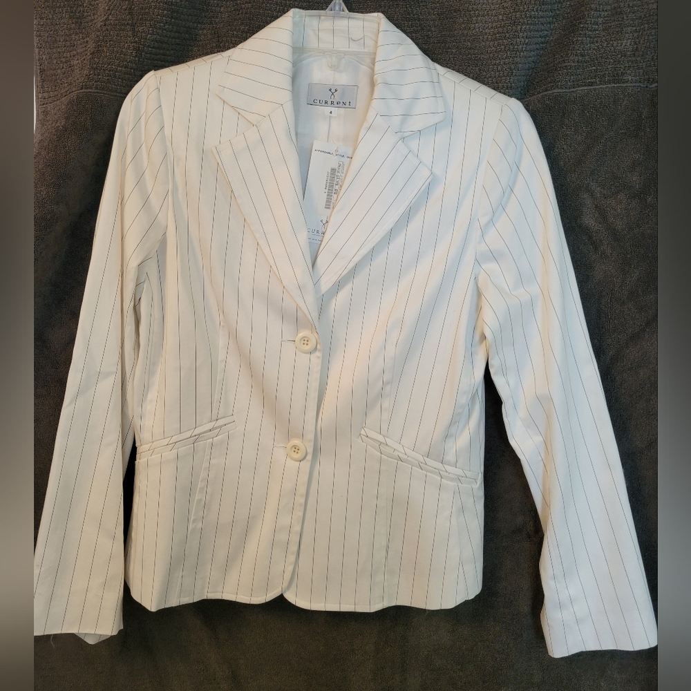 Current White Pinstrip Suit Jacket